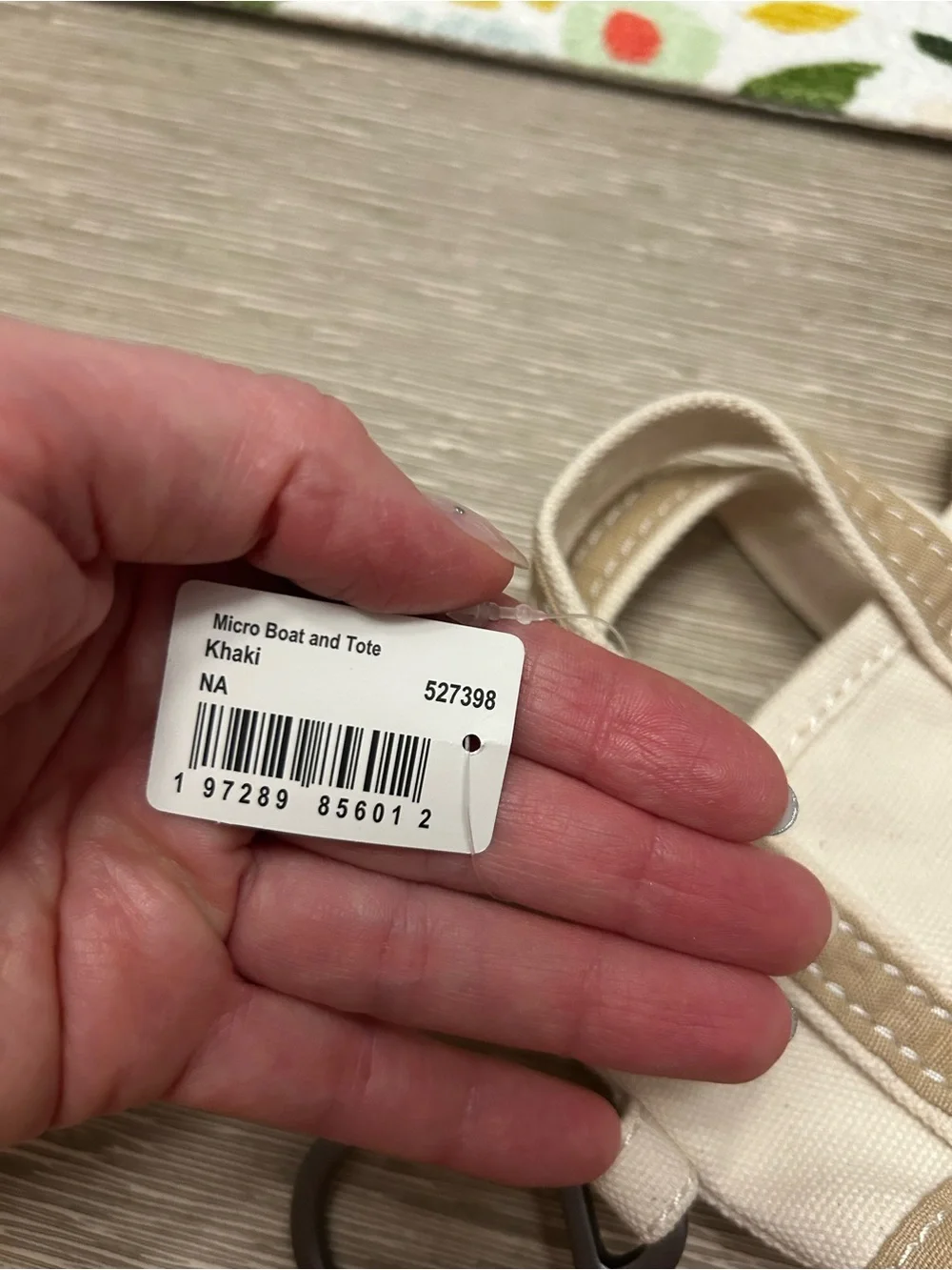 L.L.Bean Canvas Micro Boat and Tote Bag in Cream & Tan - Picture 4 of 7